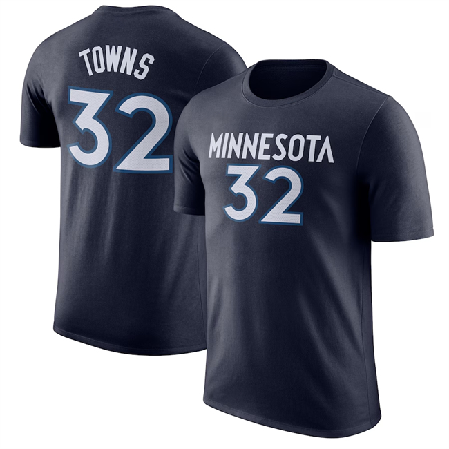 Men's Minnesota Timberwolves #32 Karl-Anthony Towns Navy Name & Number Performance T-Shirt Men's Minnesota Timberwolves #32 Karl-Anthony Towns Navy Name & Number Performance T-Shirt